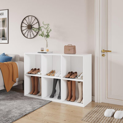 Latitude Run Shoe Rack 6 Compartment Open Storage Display Shoes Organizer FSSR016