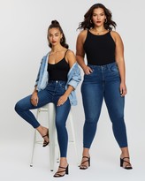 Thumbnail for your product : Good American Women's Blue Crop - Good Waist Crop Raw Edge Jeans - Size 12 at The Iconic