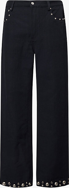 Mens Notte Eye-Let Stud Embellishment Straight-Leg Denim Jeans 30