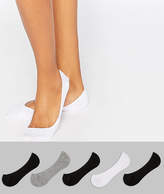 Thumbnail for your product : ASOS Design DESIGN 5 pack invisible socks