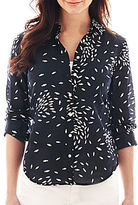 Thumbnail for your product : JCPenney jcp Long-Sleeve Fish Print Silk-Blend Shirt
