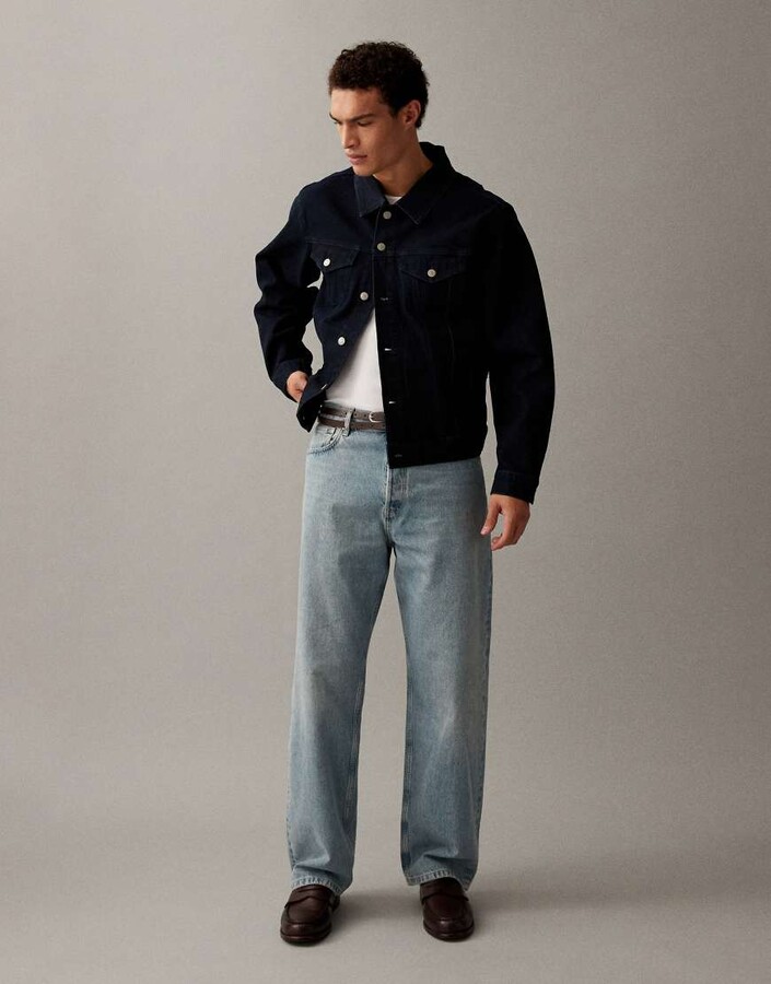 Arket Mist low rise baggy wide leg jeans in dusty light blue