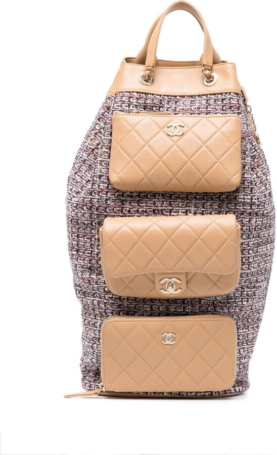 Chanel Pink And Beige Wool Tweed Duma Backpack Gold Hardware, 2022