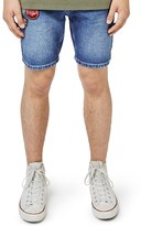 Thumbnail for your product : Topman Slim Fit Denim Shorts with Patches