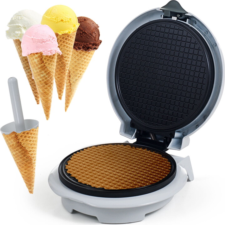 Chef Buddy Electric Nonstick Waffle Cone Maker with Shaper Cone (White)