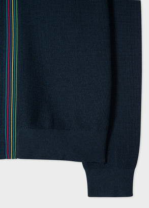 Men's Navy Waffle-Knit 'Sports Stripe' Sweater