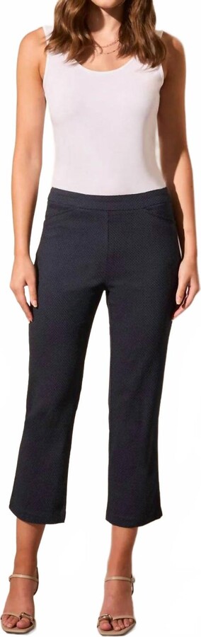 Diamond Jacquard Flare Capri In Jet Blue