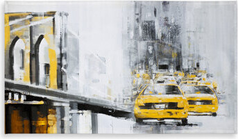 Begin Edition International Inc. Yellow Brooklyn Bridge with Taxis Tablecloth | Gray Car Decor
