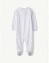 Thumbnail for your product : The Little White Company Safari-embroidered cotton sleepsuit 0-24 months