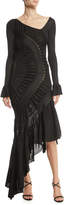 Thumbnail for your product : Roberto Cavalli Long-Sleeve Asymmetric V-Neck Ruched Jersey Gown
