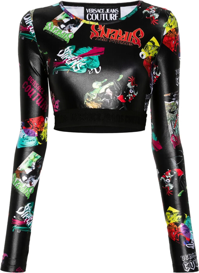 Versace Jeans Couture graphic-print cropped T-shirt