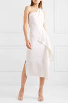 Thumbnail for your product : Roland Mouret Rivoli One-shoulder Draped Wool-crepe Midi Dress - White