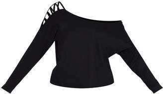 PrettyLittleThing Black Jersey Off The Shoulder T Shirt