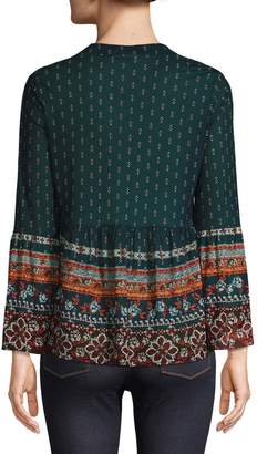 Style&Co. Petite Printed Bell-Sleeve Top