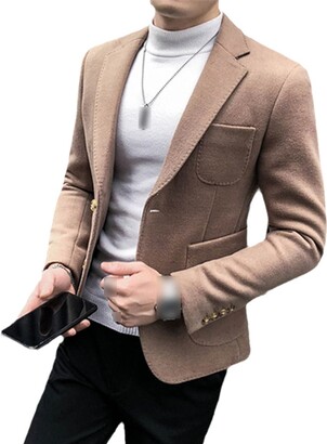 2022 Autumn Winter Warm Wool Blazer Men Slim Casual Business Suit Jacket  Streetwear Social Wedding Costume Homme Men Clothing - Blazers - AliExpress