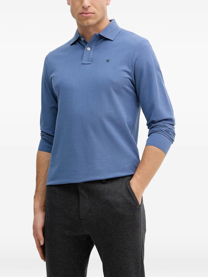 Hackett Long-Sleeved Logo-Embroidered Polo Shirt