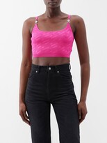 Greca-jacquard Knitted Cropped Top 