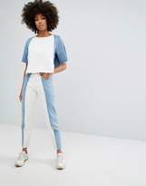 Thumbnail for your product : WÅVEN Contrast Panel Denim Crop Top