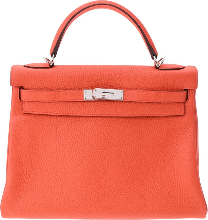 Authentic Hermes Orange MM Bora Bora Tote Bag With Pouch