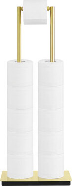 Kes Gold Toilet Paper Holder Stand With Reserve 11 Rolls, Free Standing Toilet Roll Holder Stand With Heavy Duty Base, SUS304 Stainless Steel Brushed