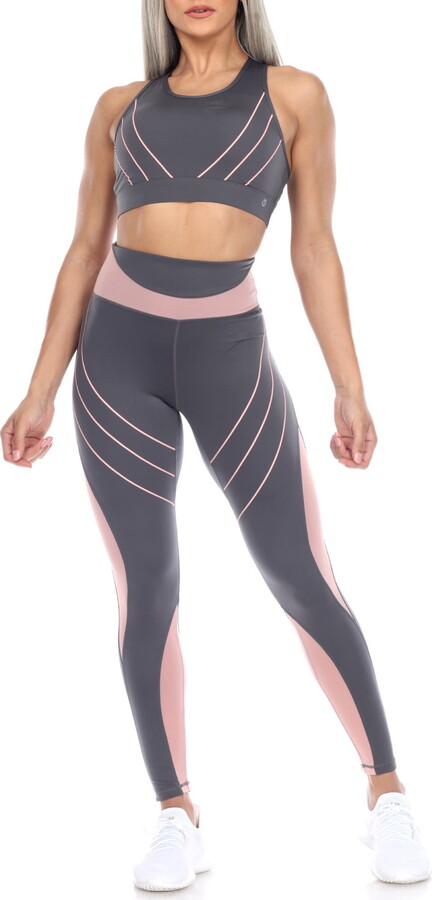 White Mark Women’s Cut Out Back Mesh Sports Bra & Leggings Set