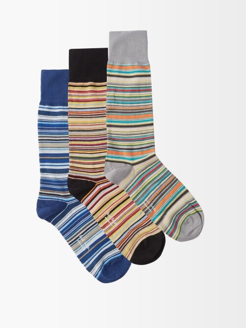 Paul Smith Pack Of Three Signature Stripe Cotton-blend Socks for Men Mens Clothing Underwear Socks 