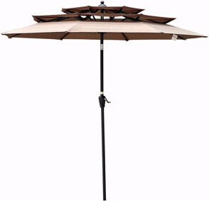 Arlmont & Co. 9Ft 3-Tiers Outdoor Patio Umbrella With Crank