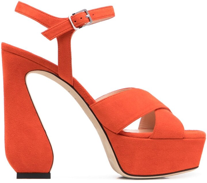 orange chunky sandals