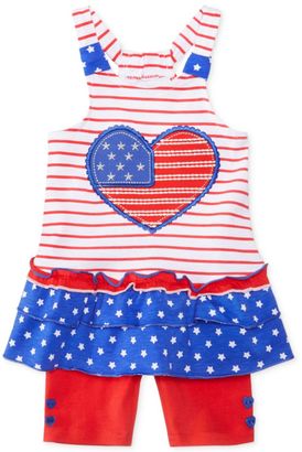 Nannette 2-Pc. Hearts and Stripes Cotton Top and Shorts Set, Baby Girls (0-24 months)