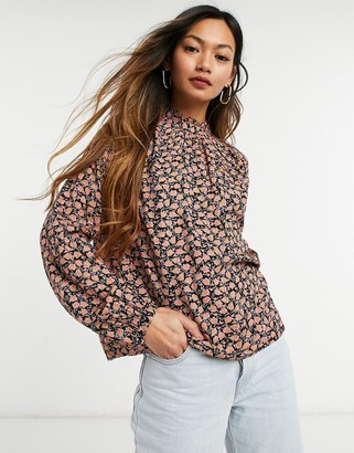 Vero Moda high neck blouse in black and red floral - ShopStyle Long Sleeve  Tops