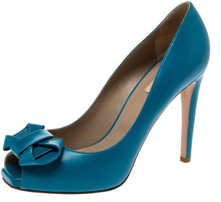 blue peep toe pumps