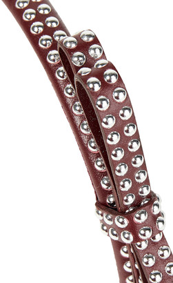 Red(V) Bow-embellished Studded Leather Headband
