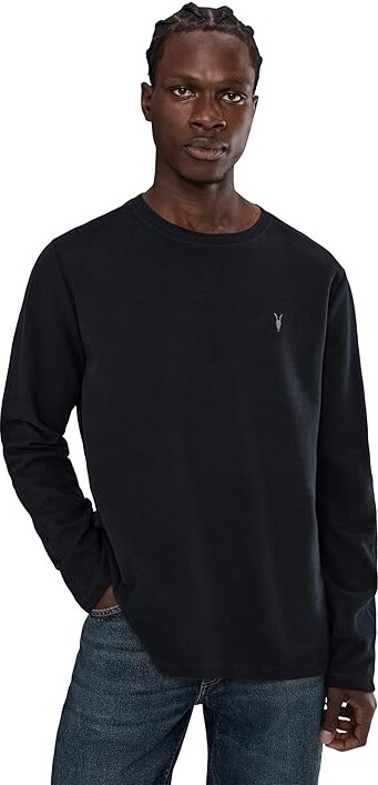 AllSaints Rowe Long Sleeve Crew Men's Clothing Jet Black : 2XL Cotton