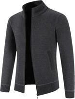 Thumbnail for your product : Adhdyuud Men Long Sleeve Cardigans Sweater Winter Casual Half High Collar Zipper Knitted Solid Sweaters Dark gray9 Asian 3XL 80-90KG