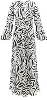 Thumbnail for your product : Issimo X Loretta Caponi - Belted Zebra-print Silk-charmeuse Dress - Animal
