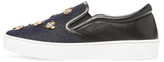 Thumbnail for your product : Christian Dior Embellished Denim & Leather Slip-On Sneaker