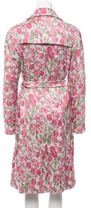 Luisa Beccaria Double-Breasted Brocade Coat