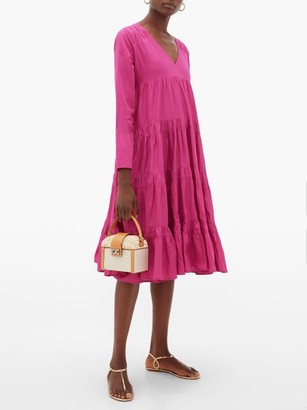 Merlette New York Rodas Tiered Pima-cotton Dress - Dark Pink