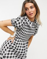 Thumbnail for your product : New Look collar detail midi dress in black gingham