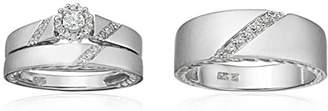 Triton 10k Diamond Trio Wedding Ring Set (1/3cttw