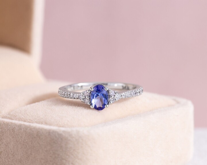 Etsy 14K Oval Engagement Ring Blue Tanzanite Gemstone