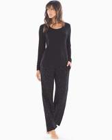 Thumbnail for your product : Cool Nights Scoopneck Long Sleeve Pajama Set Stars Black