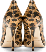 Thumbnail for your product : Dolce & Gabbana Tan Grained Leather Leopard Print Pump