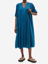 Thumbnail for your product : Pleats Please Issey Miyake Technical-pleated Trapeze Dress - Dark Blue