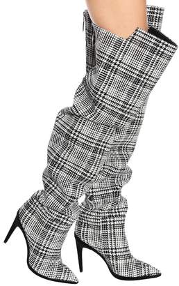 Off-White Off White Plaid over-the-knee boots