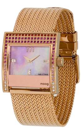 Mother of Pearl Moog Paris Champs Elysées Women's Watch with Dial, Rose Gold Stainless Steel Strap & Swarovski Elements - M44794-006