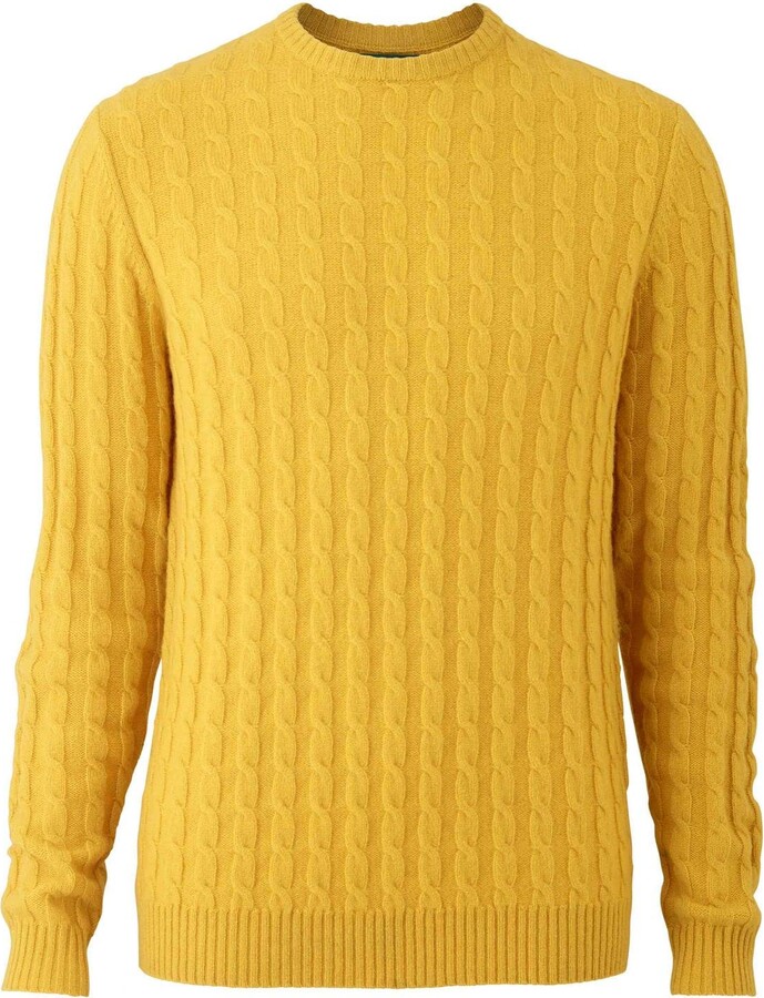 The Savile Row Company London Men's Luxury Lambswool Blend Cable Knit ...