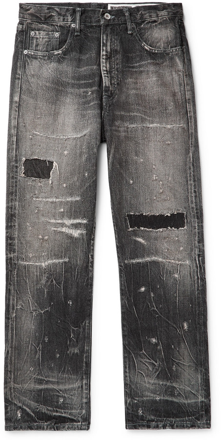 black denim biker jeans