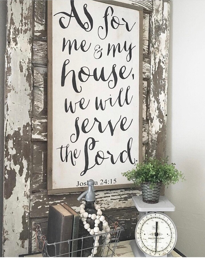 Home Decor/Signs Powerful Quotes Wood Art Short Bible Verses As For Me & My House We Will Serve The Lord Framed Wood Sign
