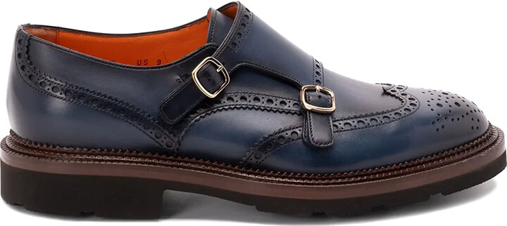 Santoni Kalamabuck monk shoes